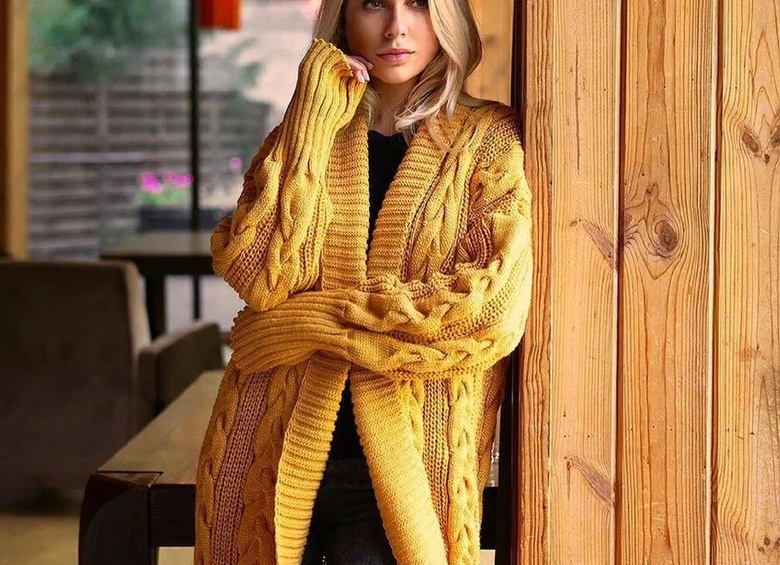 Кардиган женский вязаный длинный